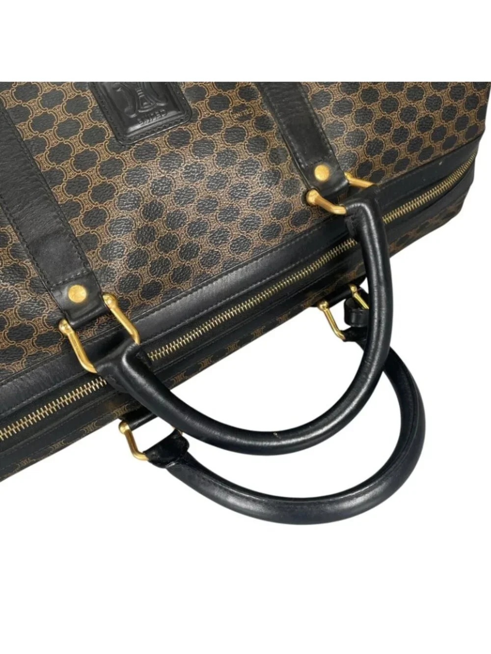 Celine Macadam 45 Boston Bag Leather Brown